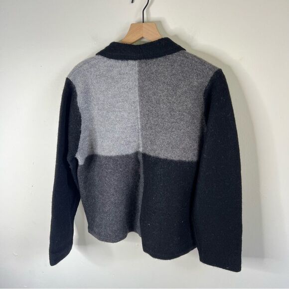 Karen Scott Charcoal and Light Gray Wool Cardigan size Large Vintage - Picture 4 of 6